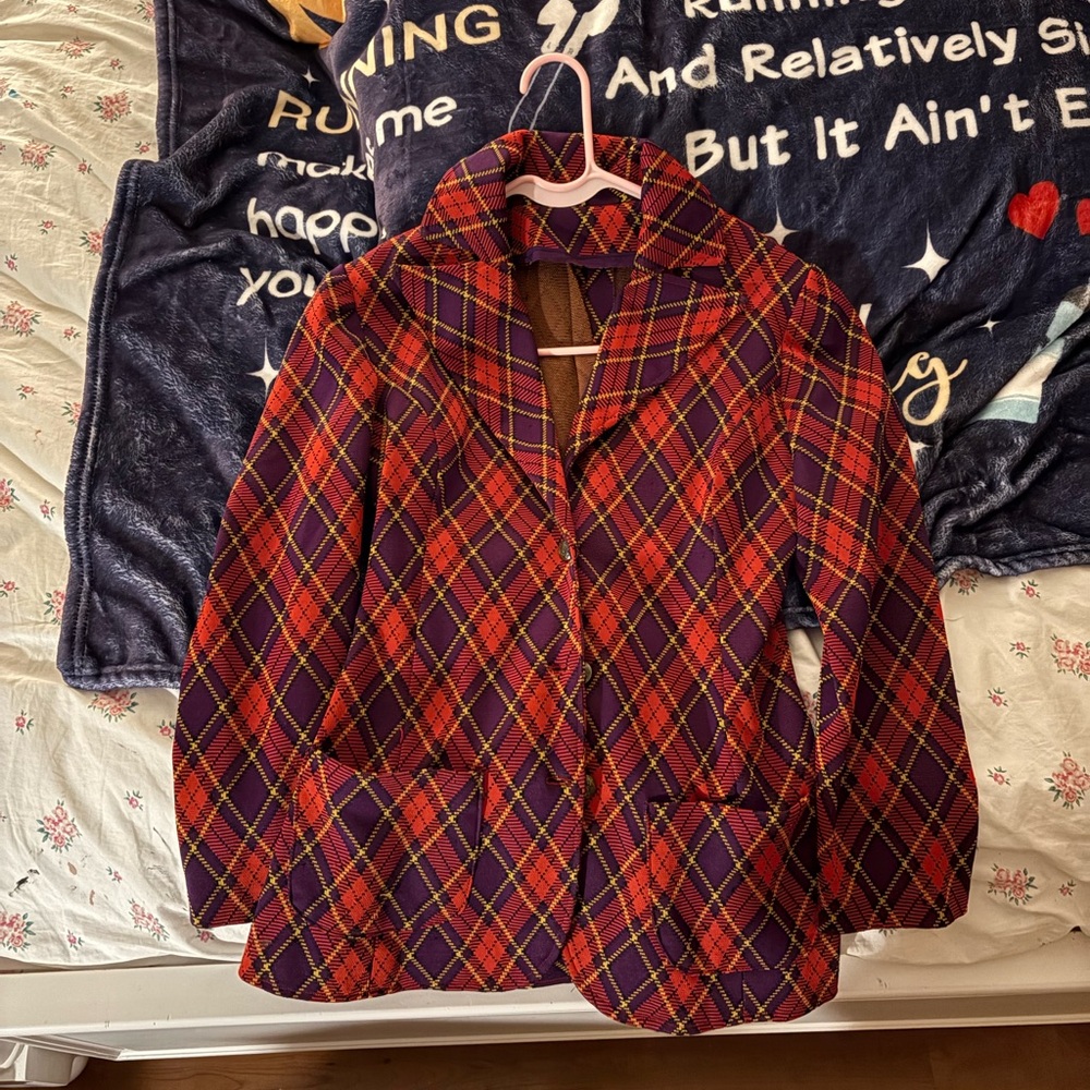 Plaid Women's Jacket - Red and Purple